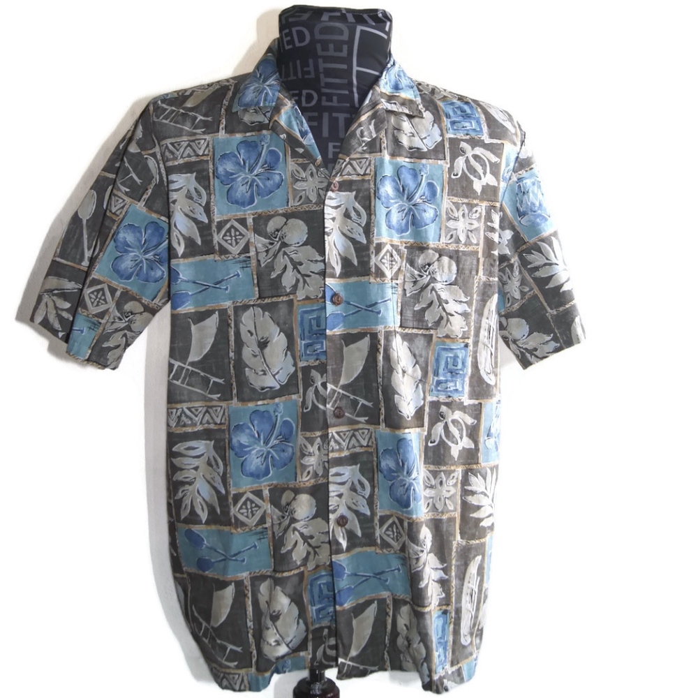 Paradise Style Hawaiian Shirt Brown and Blue Aloha